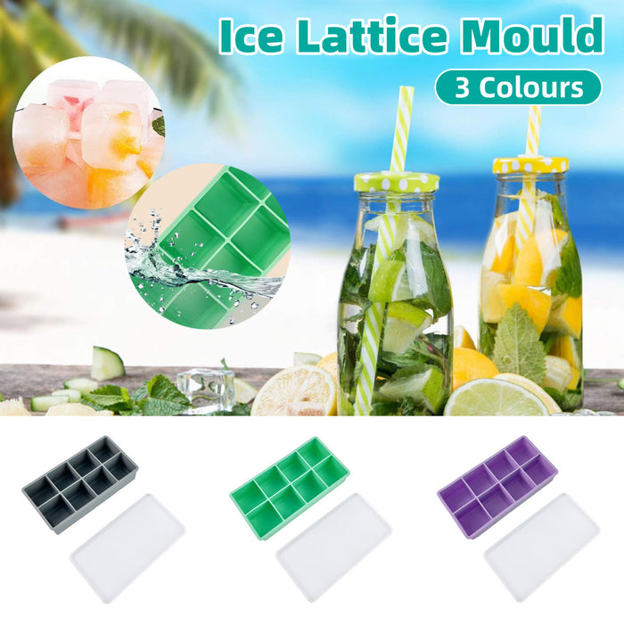 8 Cube Silicone Ice Cube Tray with Lid for Whiskey Cocktails