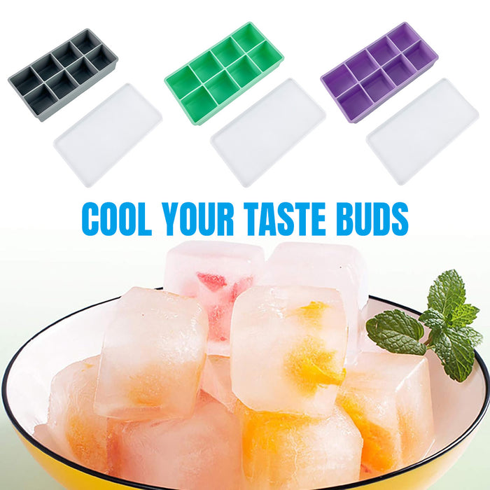 8 Cube Silicone Ice Cube Tray with Lid for Whiskey Cocktails