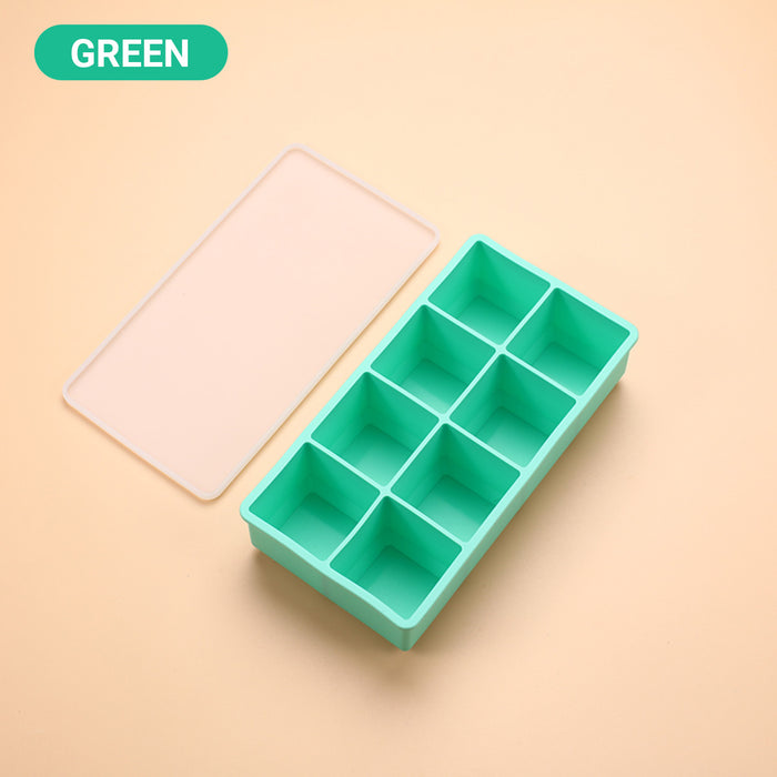8 Cube Silicone Ice Cube Tray with Lid for Whiskey Cocktails