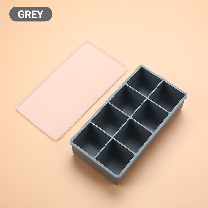 8 Cube Silicone Ice Cube Tray with Lid for Whiskey Cocktails