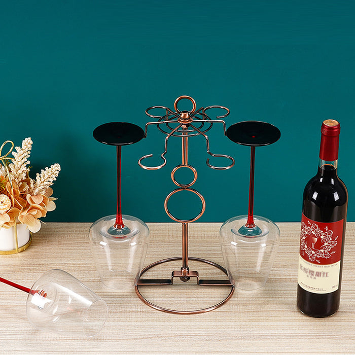 Freestanding Wine Glass Rack Iron Wire Brown for Bar