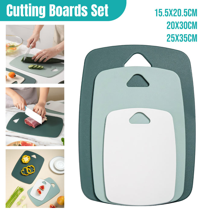 3 Pcs Cutting Board Set Double Sided PP Hanging Hole