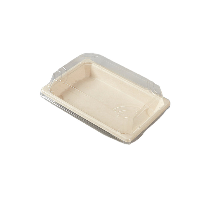 50 Pcs Biodegradable Sushi Boxes with Clear Lid Leak-Proof Natural Beige 8 Sizes