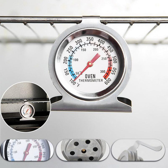 Stainless Steel Oven Thermometer with Large Dial Red Indicator