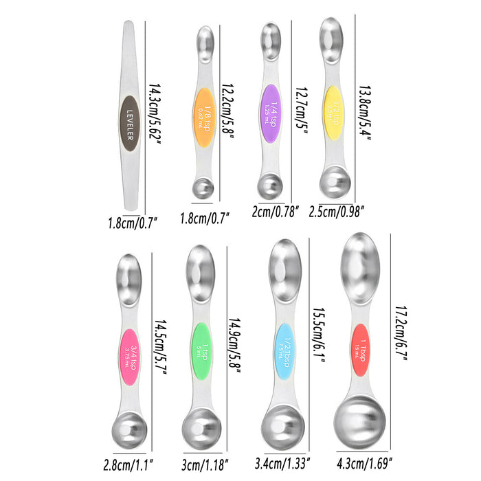 8 Pcs Measuring Spoon Set Dual Head Magnetic 430 Steel