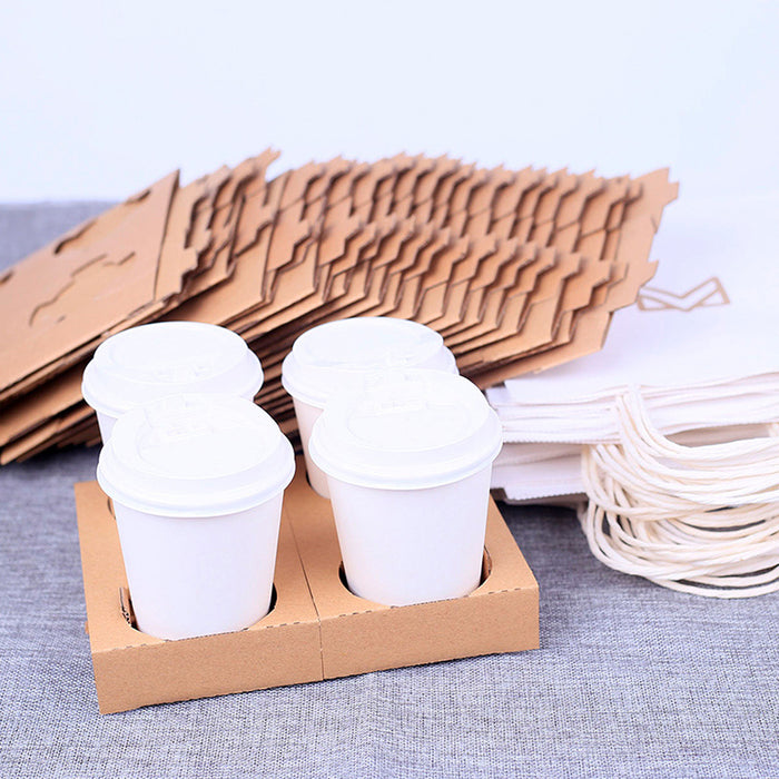 100 Pcs Corrugated Cup Holder Thick Kraft Paper Base