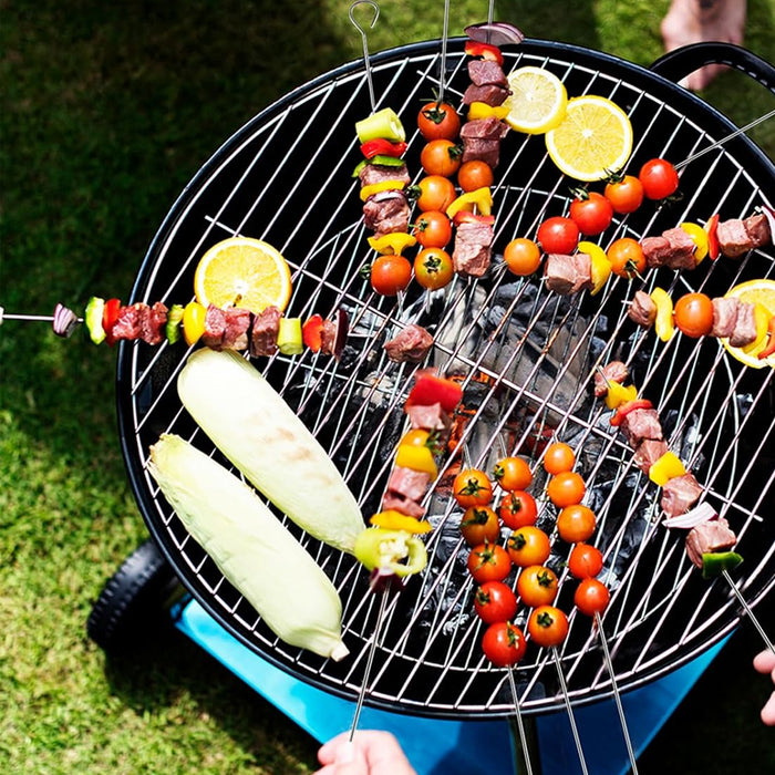 12 Pcs Metal BBQ Skewers Stainless Steel 20cm Looped Handles