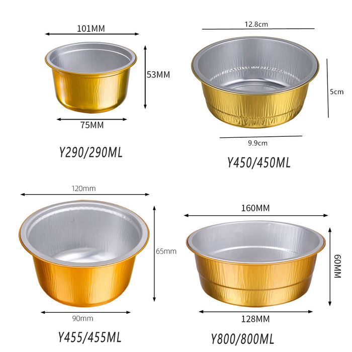 50Pcs Thickened Aluminum Foil Containers with Plastic Lids – Rectangular & Round