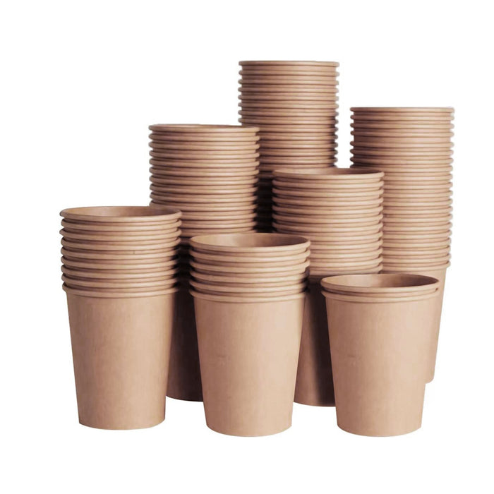 500 Pcs 9oz Disposable Paper Cups Kraft Brown Leak Proof