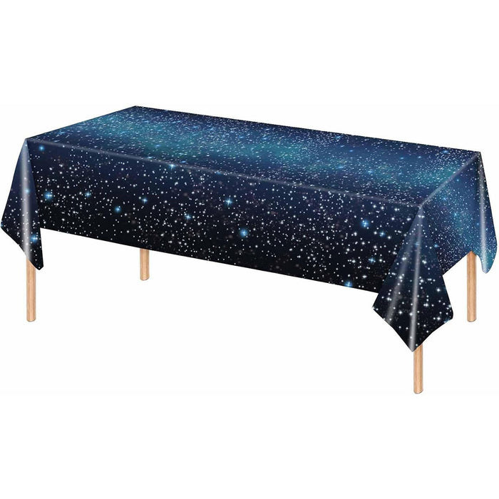 2 Pcs Galaxy Theme Plastic Tablecloths Waterproof 137 x 274 cm