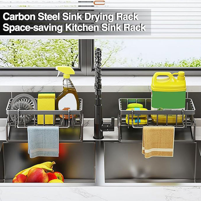 1 Piece Carbon Steel Kitchen Sink Storage Rack with Drainage