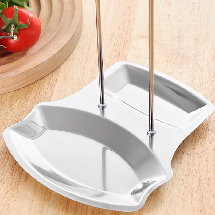 Stainless Steel Pot Lid Spoon Rack With Drip Tray Removable