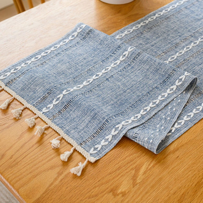 Solid Colour Woven Table Runner, 1830mm - Blue