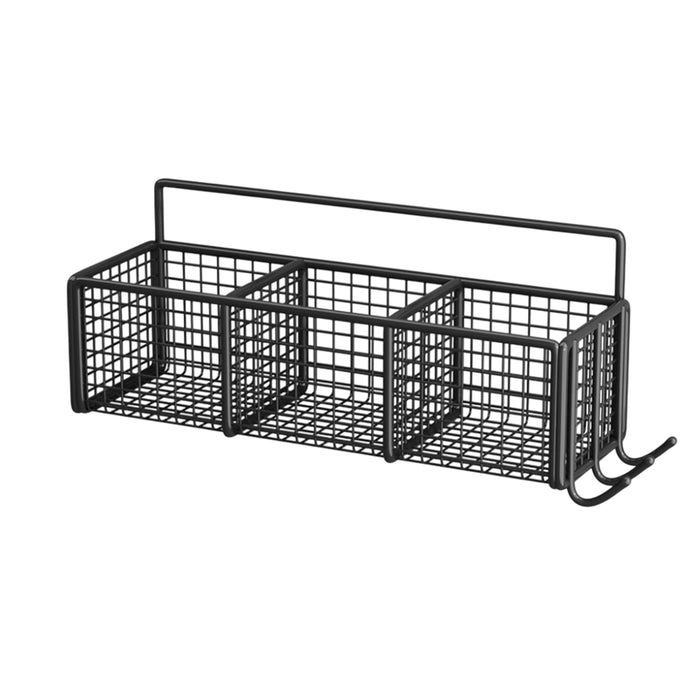 Wall Mount Iron Storage Rack 3-Grid with No-Drill Adhesive