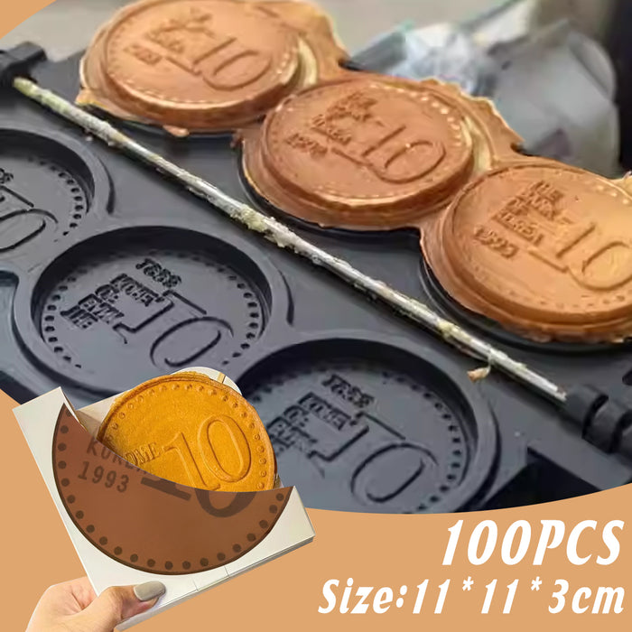 100 Pcs Gold Coin Food Packaging Boxes Round Paper Cookie Pancake Containers