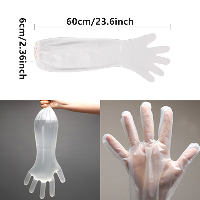 50 Pcs Waterproof Extended Arm Household Cleaning Gloves 60cm