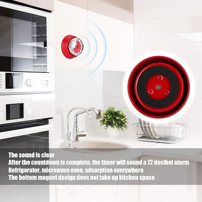 Stainless Steel Magnetic Mechanical Kitchen Countdown Timer
