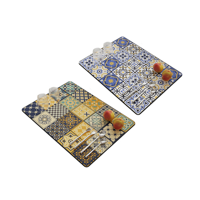 Absorbent Kitchen Drain Mat Non-Slip Countertop Drying Pad Mosaic Pattern 40x30cm