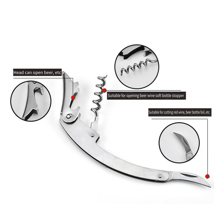 3 Pcs Seahorse Bottle Opener Stainless Steel Foldable Corkscrew