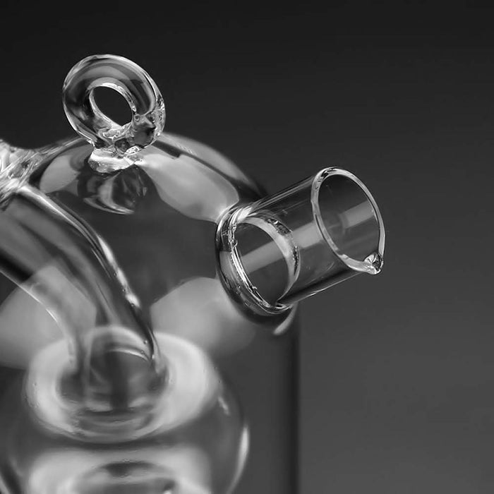 Glass Oil Vinegar Dispenser Bottle with Dual Compartments Cork Lid