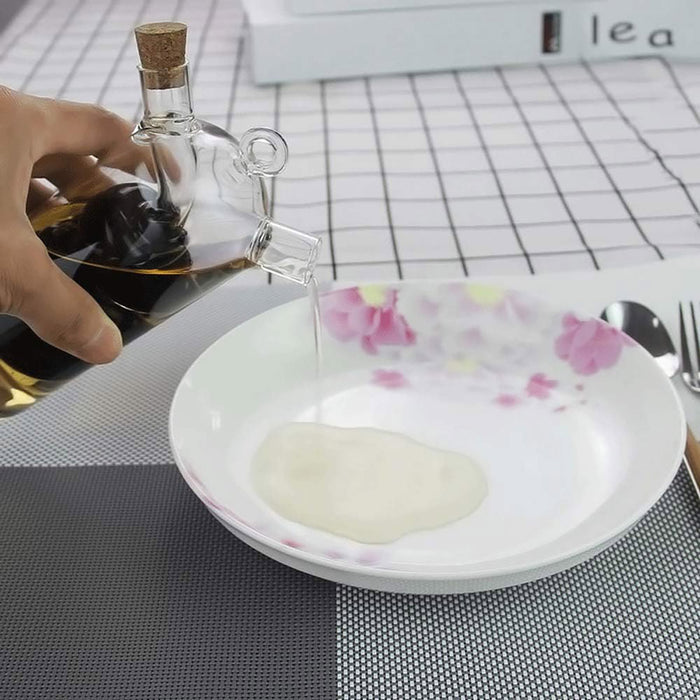 Glass Oil Vinegar Dispenser Bottle with Dual Compartments Cork Lid