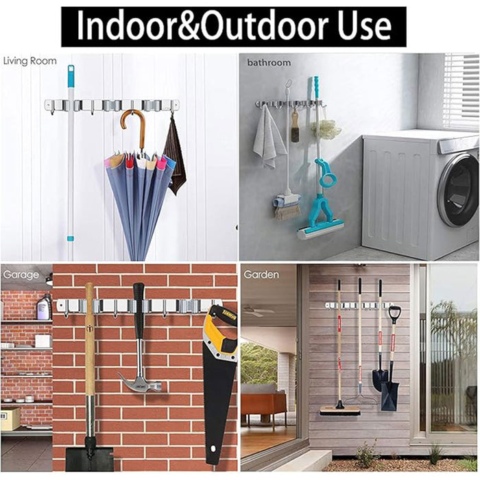 Punch Free Wall Mounted Mop Rack SUS304 Stainless Steel