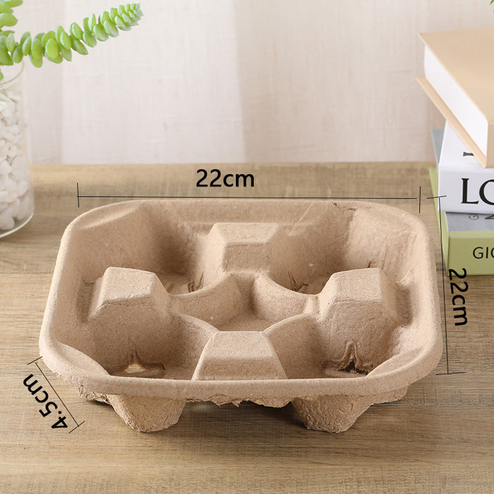 100 Pcs Recycled Paper Pulp Cup Tray 2 4 Cup Carrier