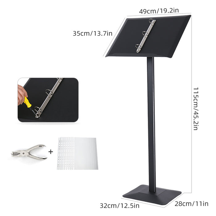 Restaurant Menu Display Stand 115cm with 3-Ring Binder Anti-Slip Base