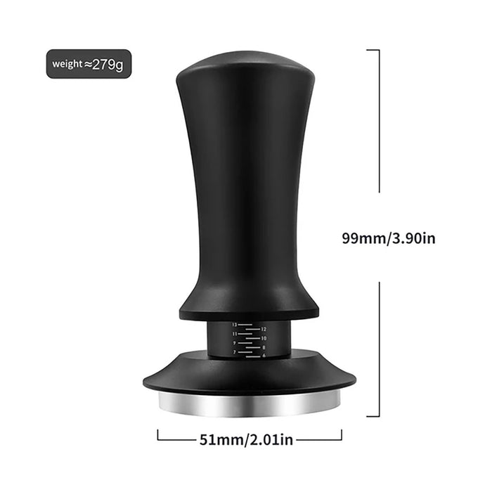 Adjustable Coffee Tamper with Scale and Automatic Rebound – 51mm, 53mm, 58mm