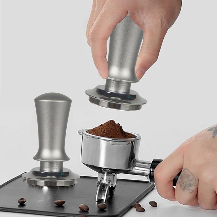 Adjustable Coffee Tamper with Scale and Automatic Rebound – 51mm, 53mm, 58mm