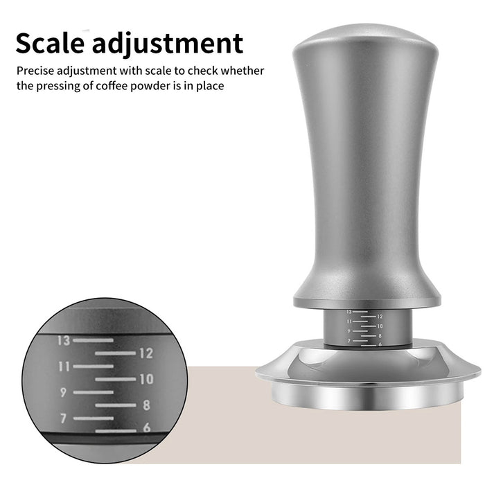 Adjustable Coffee Tamper with Scale and Automatic Rebound – 51mm, 53mm, 58mm