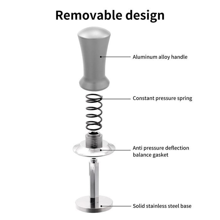 Adjustable Coffee Tamper with Scale and Automatic Rebound – 51mm, 53mm, 58mm