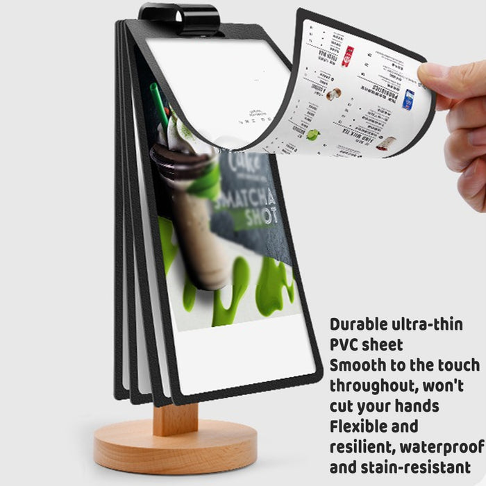 Wooden Tabletop Menu Holder Stand 20 x 10 cm with PVC Panel
