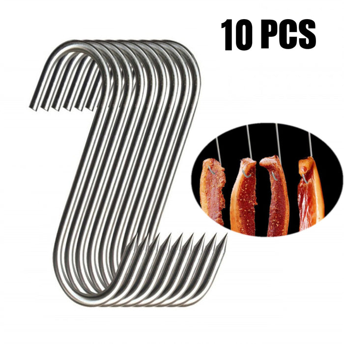10PCS Steel S-Meat Hooks Set – Heavy-Duty BBQ and Butchering Hooks