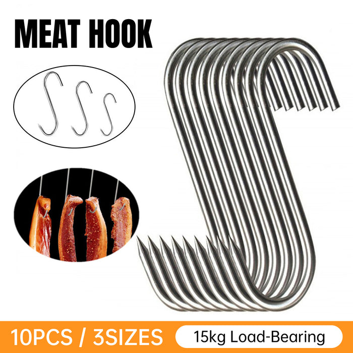 10PCS Steel S-Meat Hooks Set – Heavy-Duty BBQ and Butchering Hooks