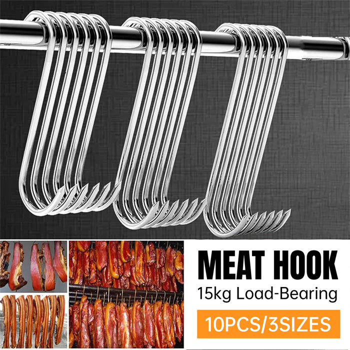 10PCS Steel S-Meat Hooks Set – Heavy-Duty BBQ and Butchering Hooks