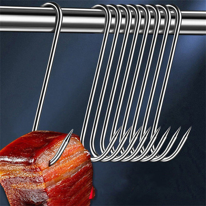 10PCS Steel S-Meat Hooks Set – Heavy-Duty BBQ and Butchering Hooks