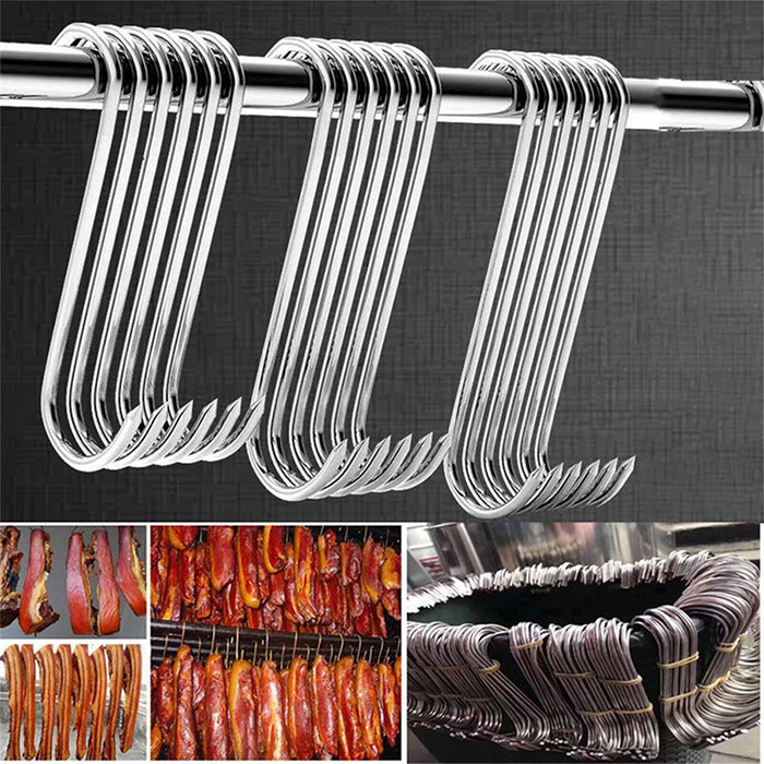 10PCS Steel S-Meat Hooks Set – Heavy-Duty BBQ and Butchering Hooks