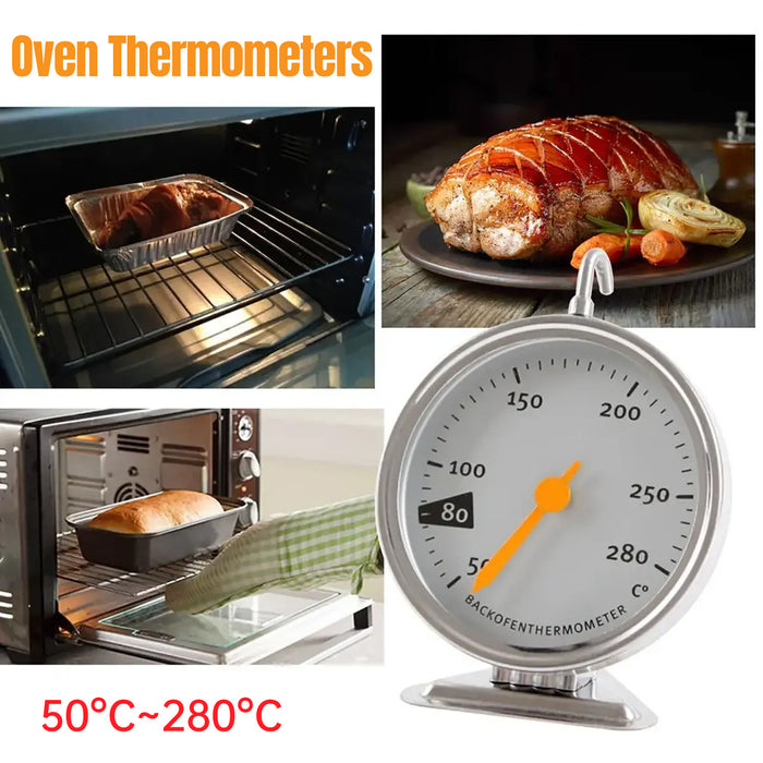 Oven Thermometer Stainless Steel 50–280°C Hook Stand