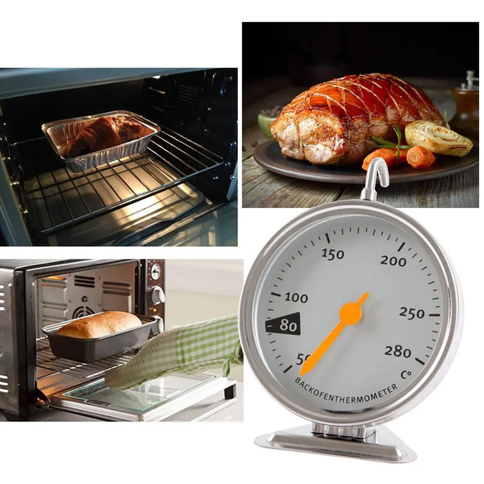 Oven Thermometer Stainless Steel 50–280°C Hook Stand