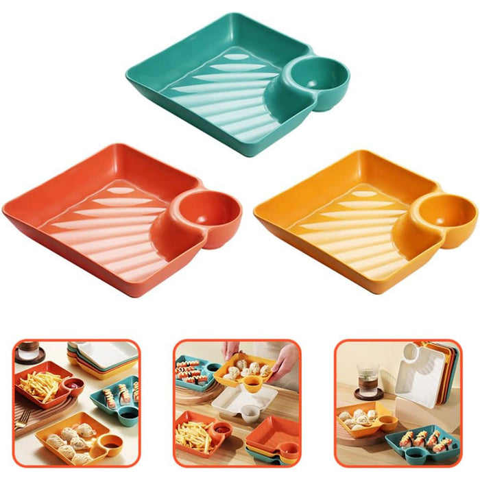 Square Plate with Dipping Tray, 8pcs