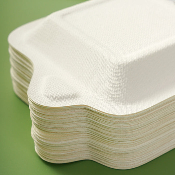 100Pcs Thickened Degradable Paper Plates Rectangular Eco-Friendly Design