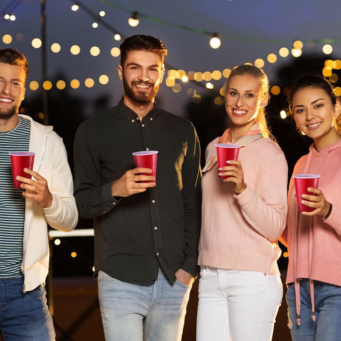 50PCS 16oz Red Plastic Party Cups With Textured Grip