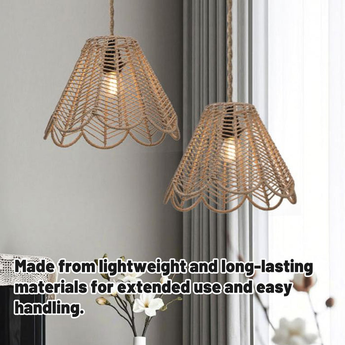 Paper Rope Chandelier Cover Khaki Hand Woven Country Style