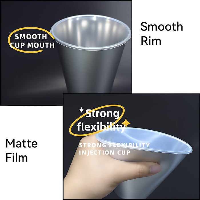 100 Pcs Matte Silver PP Plastic Cups 360ml with Thick Base