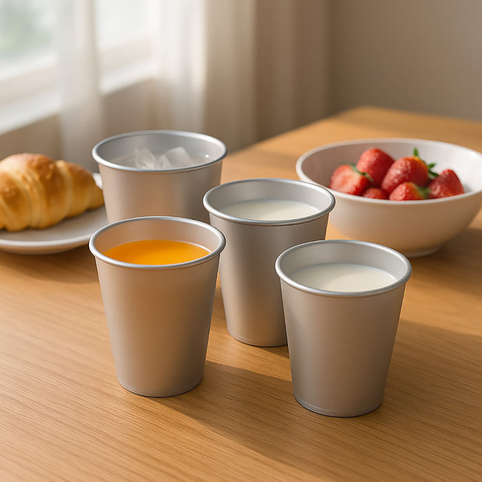 100 Pcs Matte Silver PP Plastic Cups 360ml with Thick Base