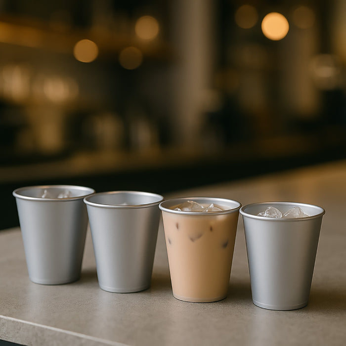 100 Pcs Matte Silver PP Plastic Cups 360ml with Thick Base