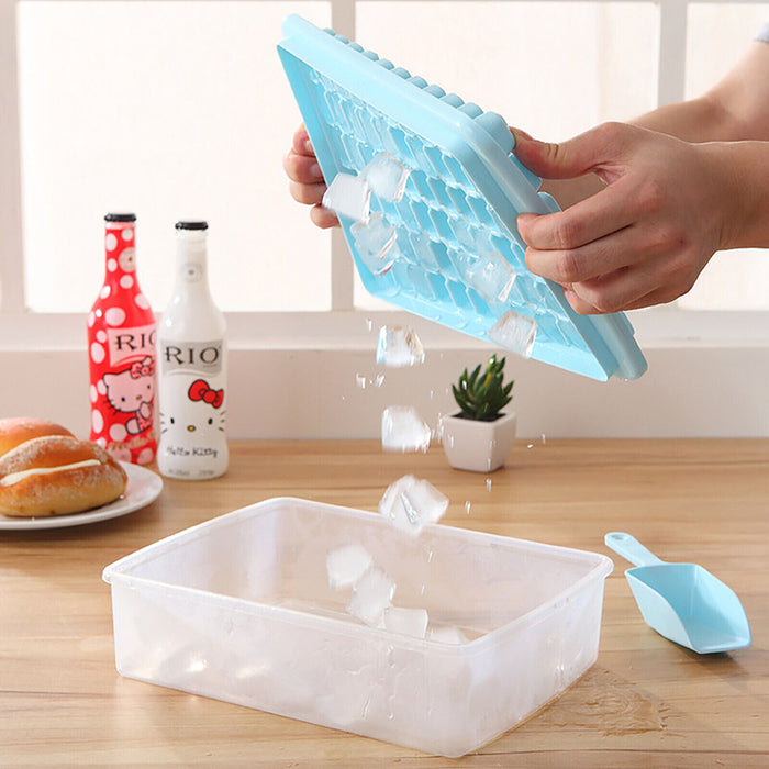 55 Grid Ice Cube Tray with Lid Storage Box and Scoop Set
