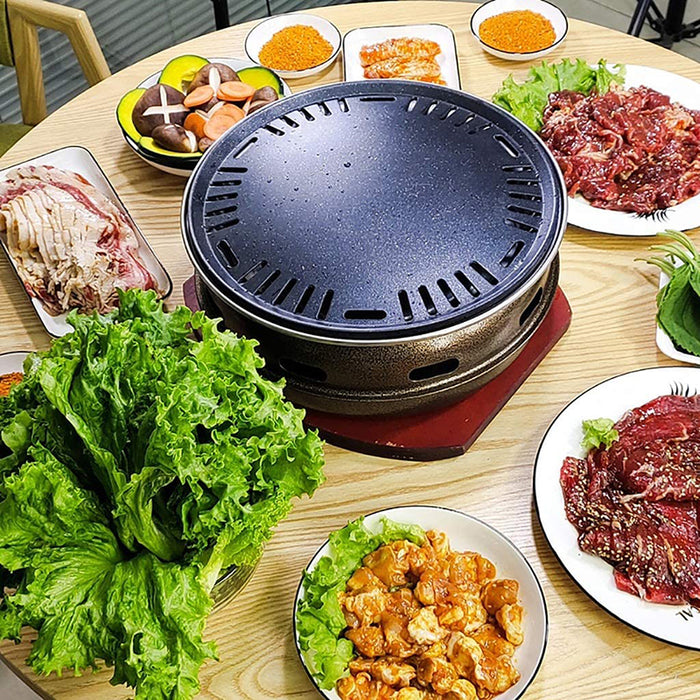 Stainless Steel Charcoal BBQ Grill Set with Roasting Pan and Mesh