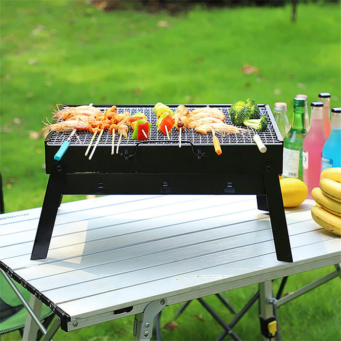 Portable Foldable Charcoal BBQ Grill Iron Steel 35 x 20 x 26 cm for Camping